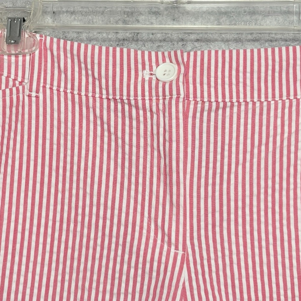 Talbots Petite 12P Pink White Seersucker Bermuda Shorts Preppy Coastal - Picture 4 of 11